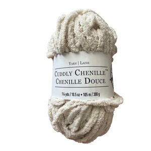 Loops & Threads Cuddly Chenille Yarn Creme Super Bulky Partial Skein 9.4 oz